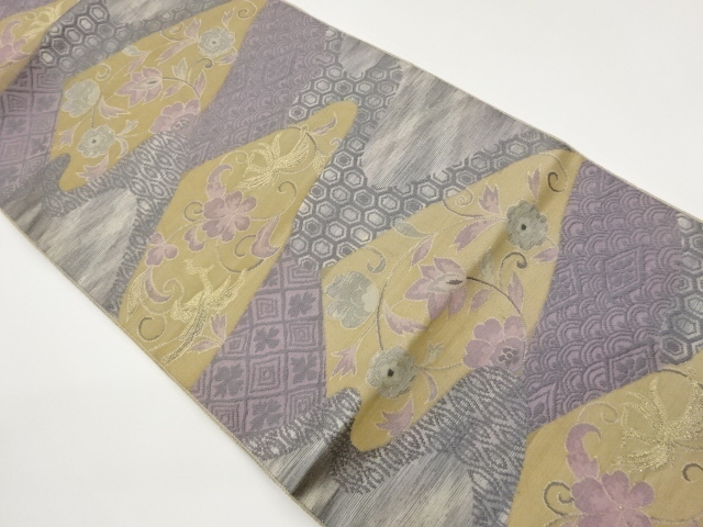 JAPANESE NAGOYA OBI / WOVEN FLOWER ARABESQUE